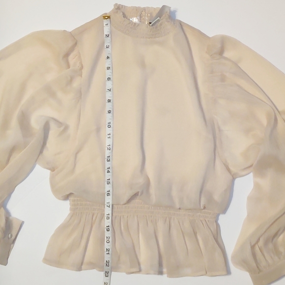 A. Calin By Flying Tomato Boho Sheer Peplum Blouse - Picture 9 of 10